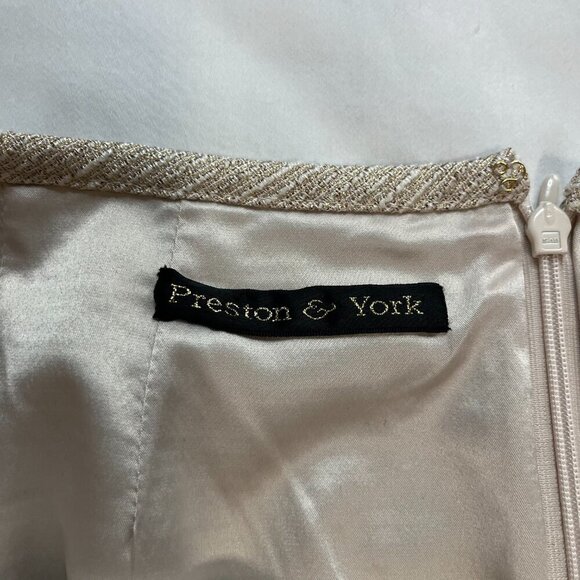 Preston & York Cream Gold Shimmer High Waist Pencil Skirt | Size 10 - Picture 3 of 7